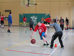 People playing basketball